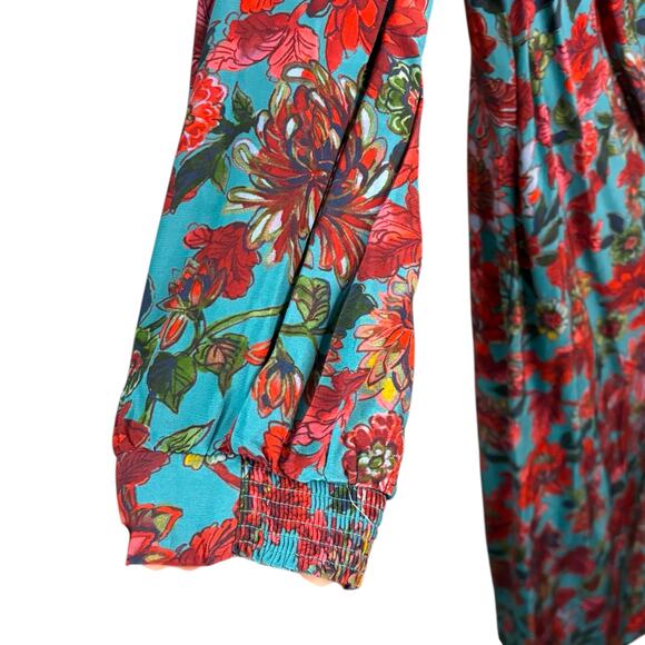 Talbots Floral Midi Dress Size 12 Jewel Tone Long Sleeve Lined Shift Workwear - Picture 6 of 10